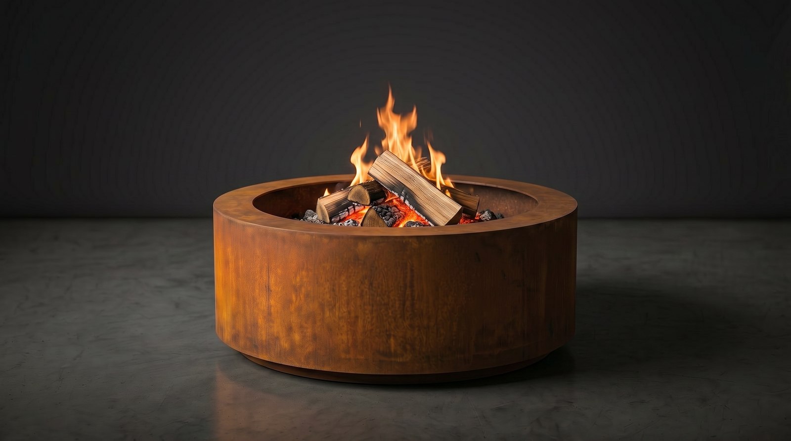 Ember corten steel wood-burning fire drum