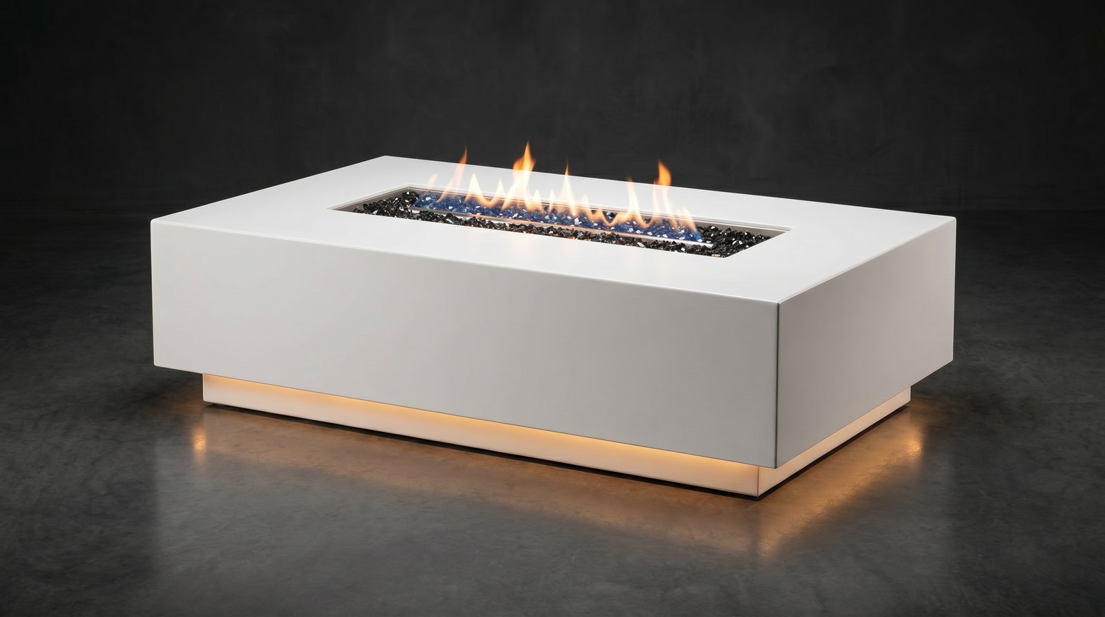 Lume fire table, white powder-coat, studio
