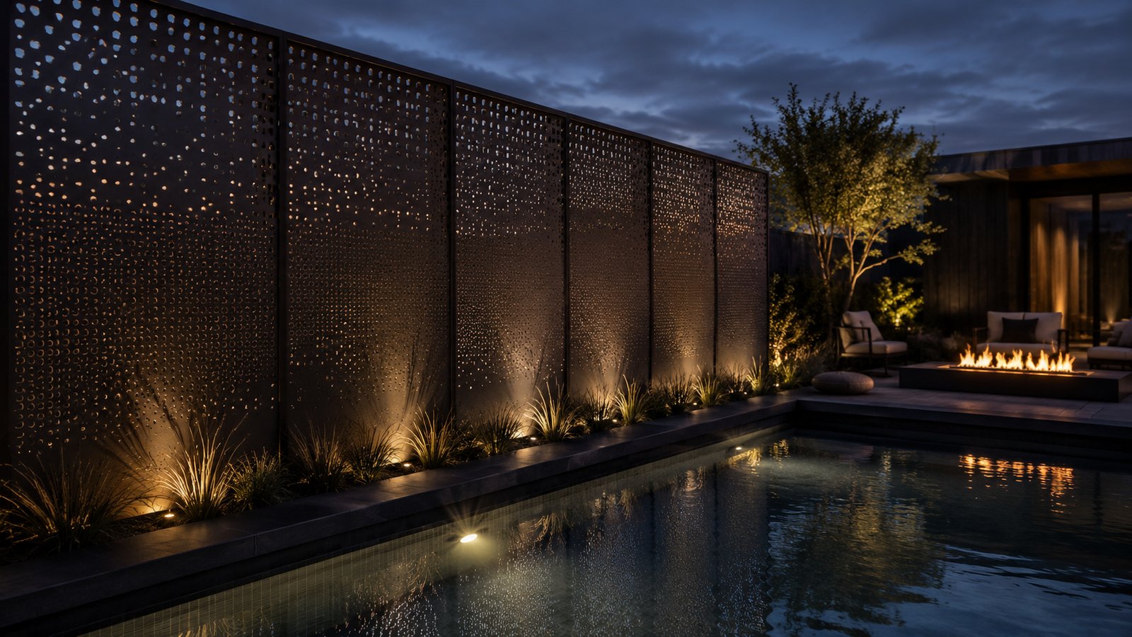 Poolside privacy screens